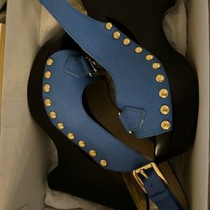 Brand new Michael kors blue leather wedges